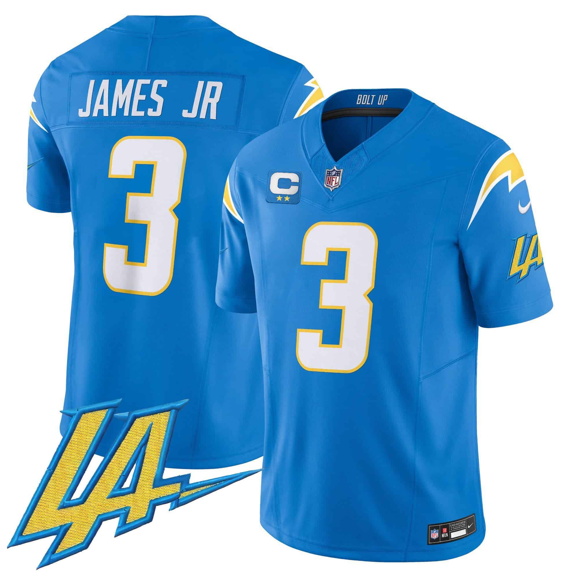 Men Los Angeles Chargers #3 James jr Light Blue 2024 Nike Vapor Limited NFL Jersey style 1